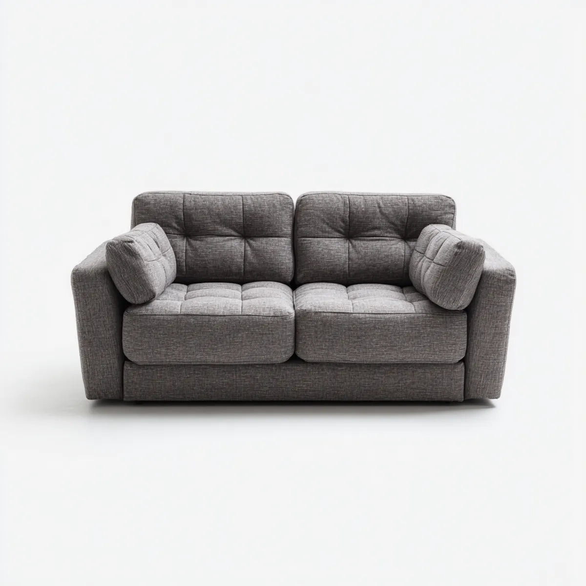 Canapé 2 places gris en polyester avec coussins cylindriques 160 x 90 x 85 cm