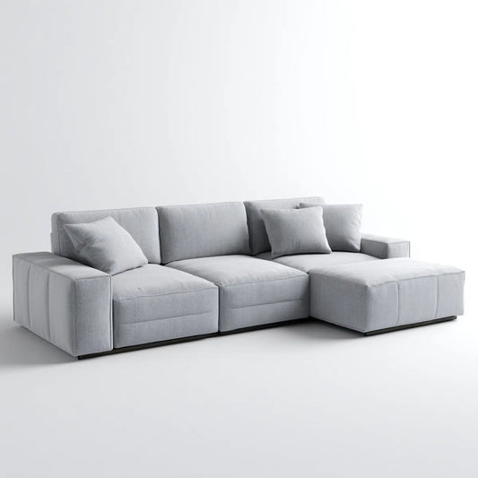 Canapé d'angle 4 places gris clair en polyester forme L 280 x 170 x 85 cm
