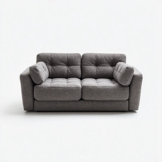 Canapé 2 places gris en polyester avec coussins cylindriques 160 x 90 x 85 cm