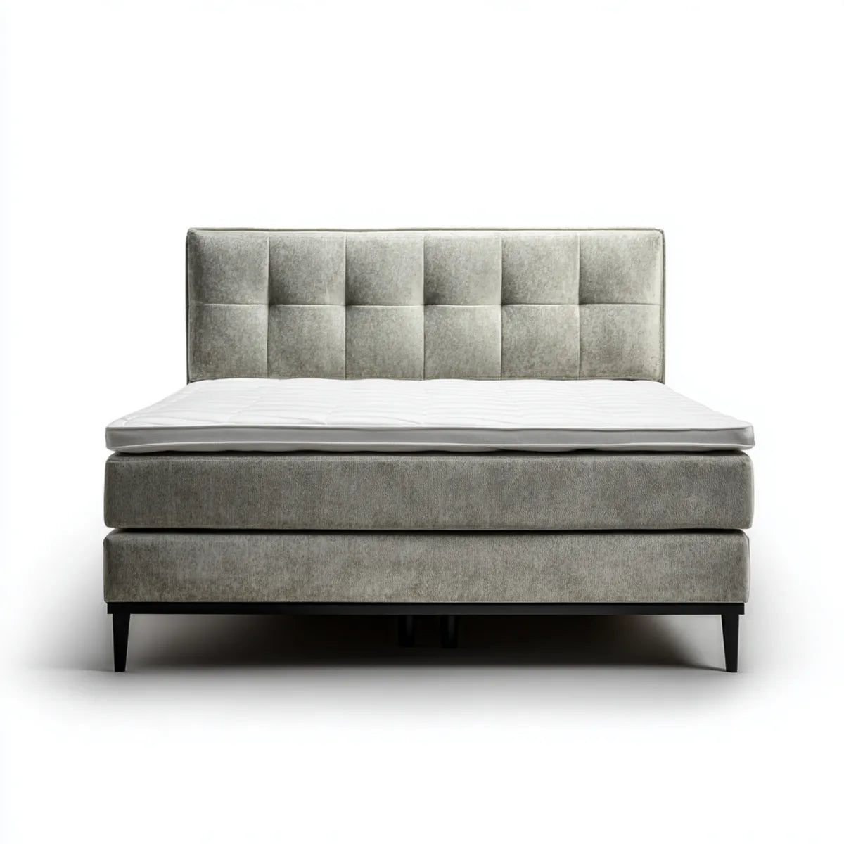 Lit double capitonné gris 160 x 200 cm en polyester forme rectangulaire