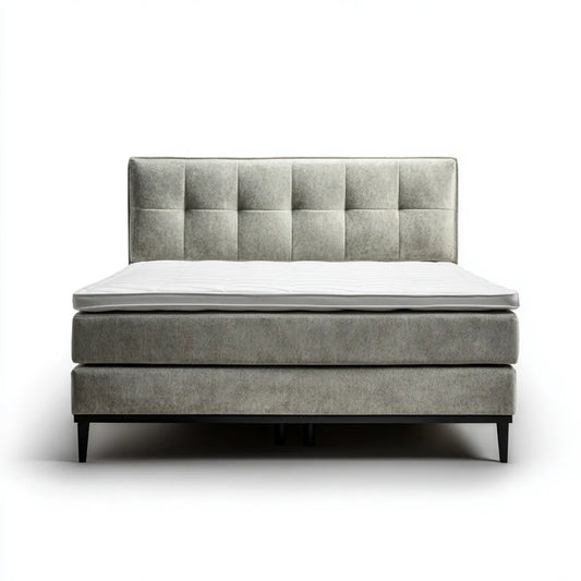 Lit double capitonné gris 160 x 200 cm en polyester forme rectangulaire