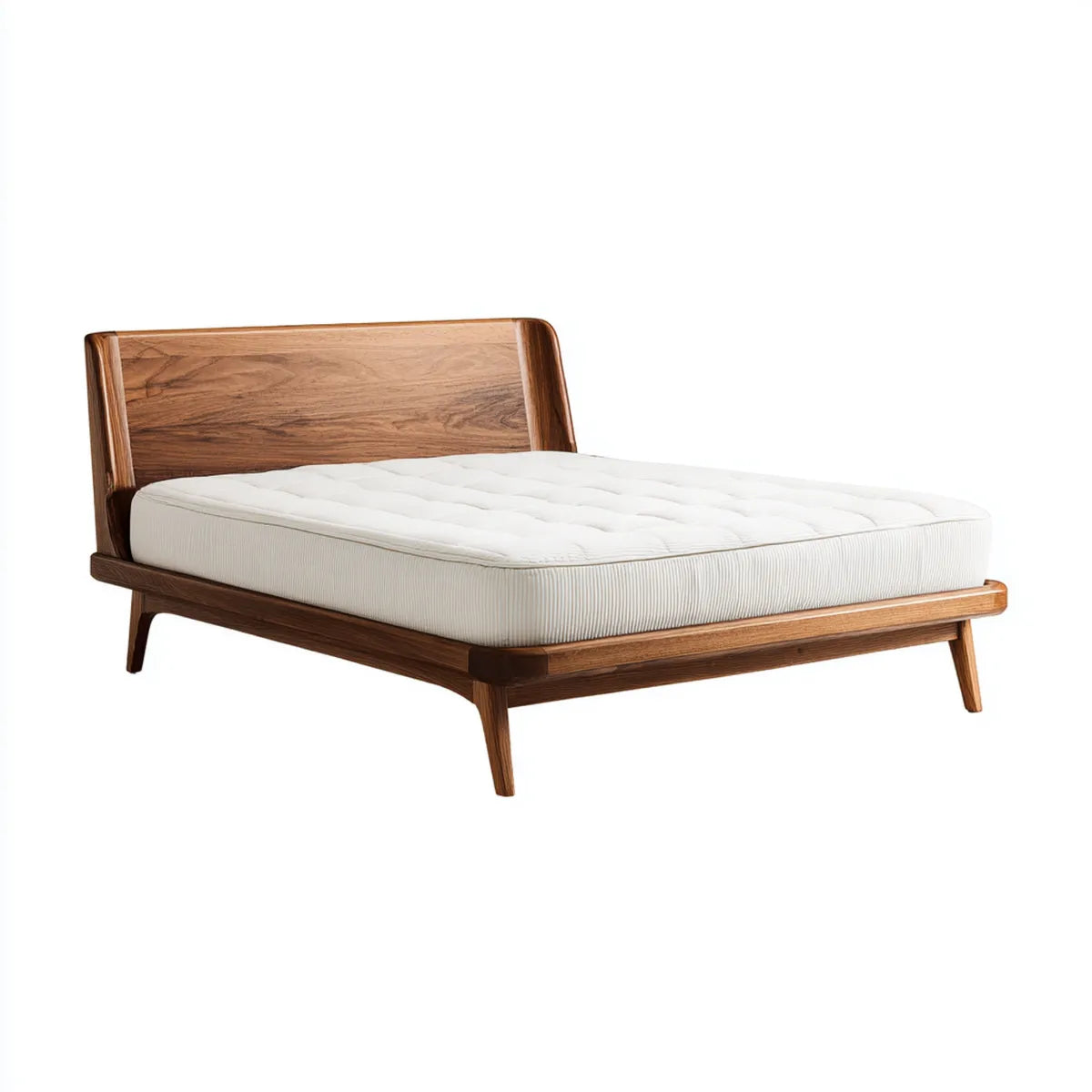 Lit double plateforme noyer 160 x 200 cm en bois massif forme rectangulaire