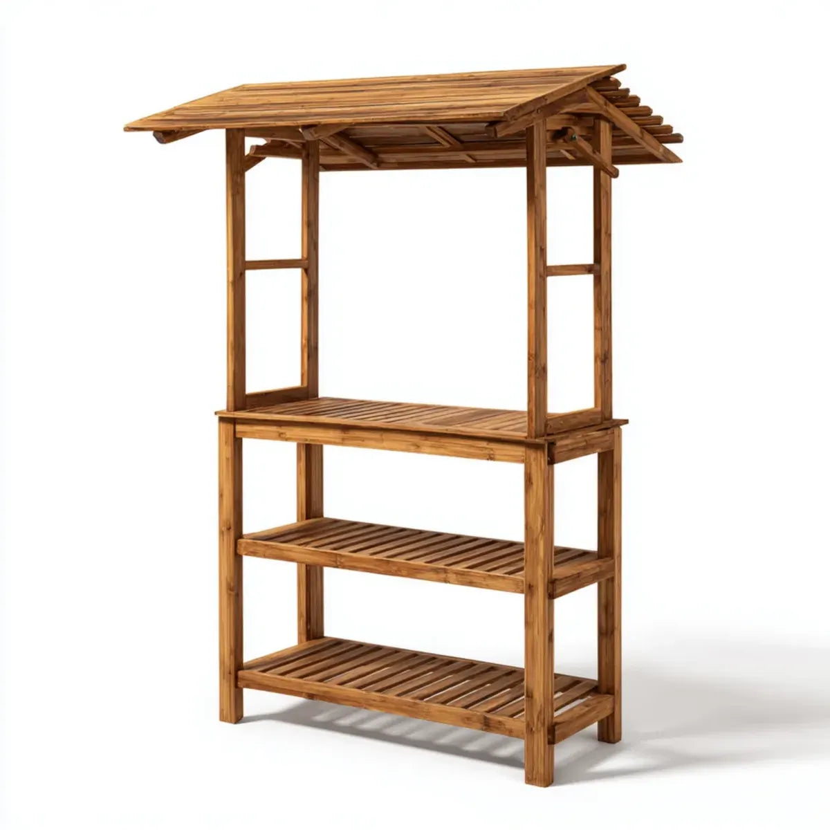 Bar de jardin avec toit en bambou naturel rectangulaire 100 x 50 x 200 cm